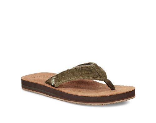 Tong Sanuk Fraid Not Soft Top Eco-Friendly Homme - Vert Foncé Olive URHPWY164